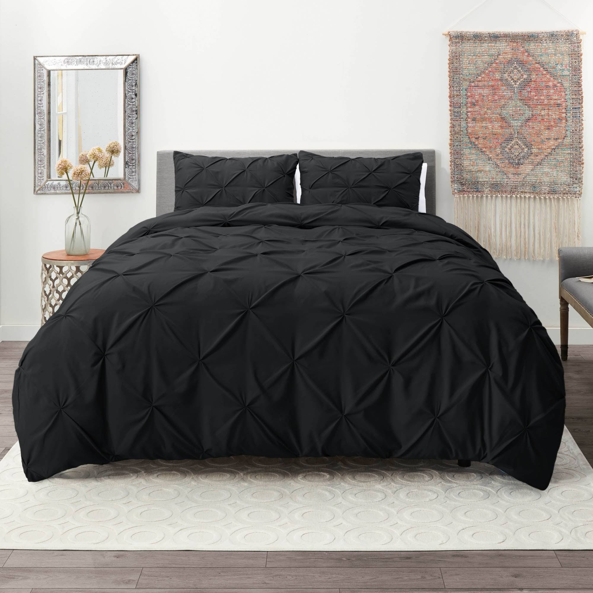 Nestl Bedding Pinch Pleat Duvet Cover Set King Black King HA_TFOGBCZT
