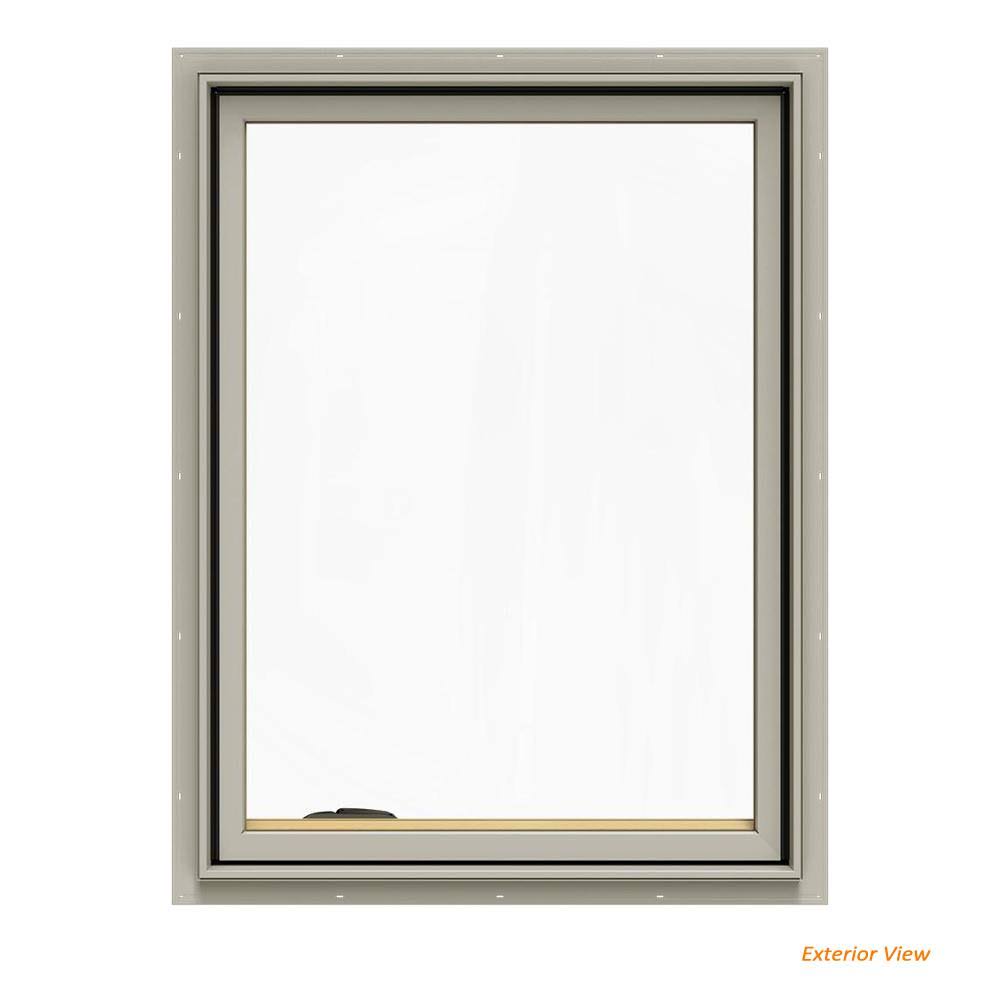 JELD-WEN 30.75 in. x 40.75 in. W-2500 Series Desert Sand Painted Clad Wood Left-Handed Casement Window with BetterVue Mesh Scree 9S_2LRI1JTI