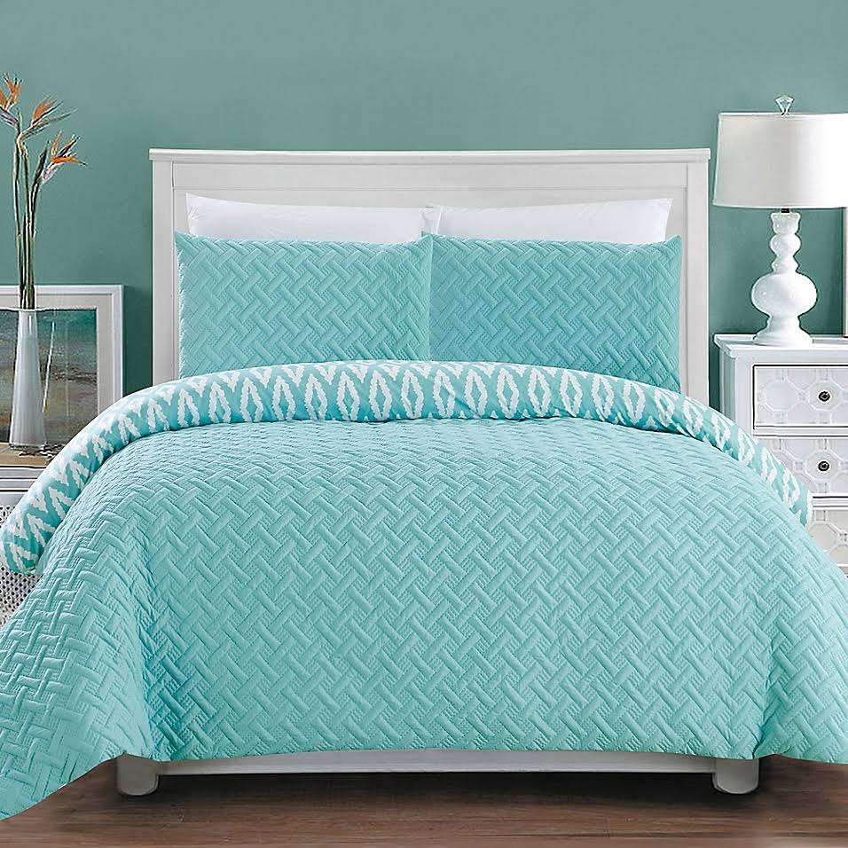 Chic Home Maritoni 3-Piece Reversible King Comforter Set in Aqua VY_VRH0F5HF