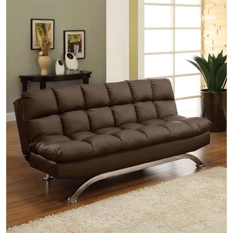 Furniture of America Moore Faux Leather Sleeper Sofa Bed in Dark Brown ZI_YKKWXDSP