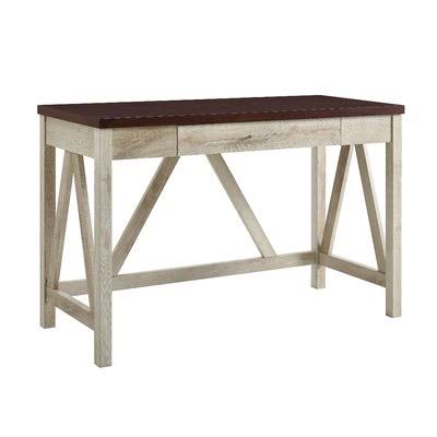 Offerman Desk Three Posts Color (Top/Frame) Traditional Brown/White Oak M9_APKMXRJQ