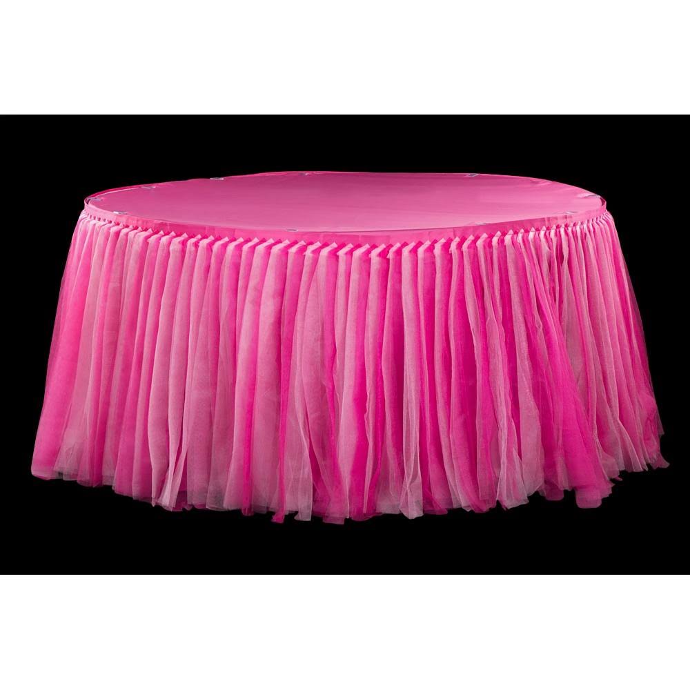 Tulle Tutu Table Skirt in Fuchsia/Pink Size 14 ft | Wedding | Event | Wholesale by CV Linens QX_VKBE0THB