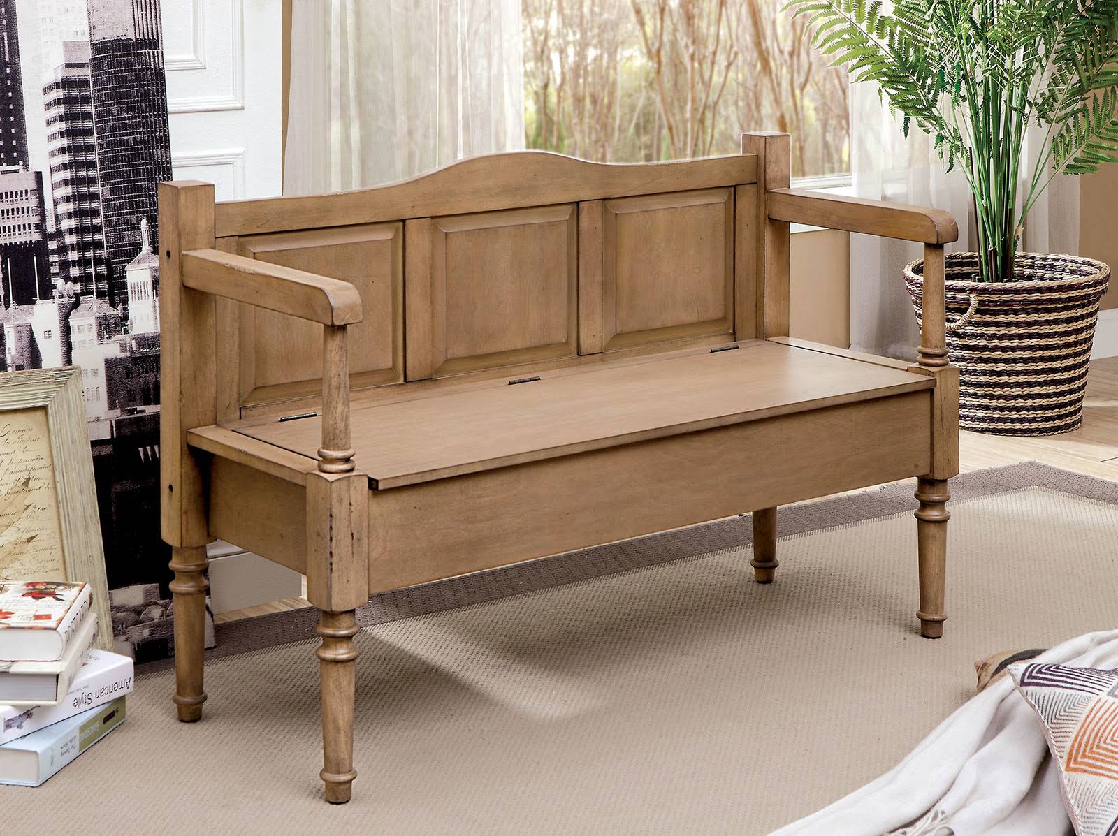 Furniture of America Carrickmacross Natural Storage Bench RI_PM9SMFZS