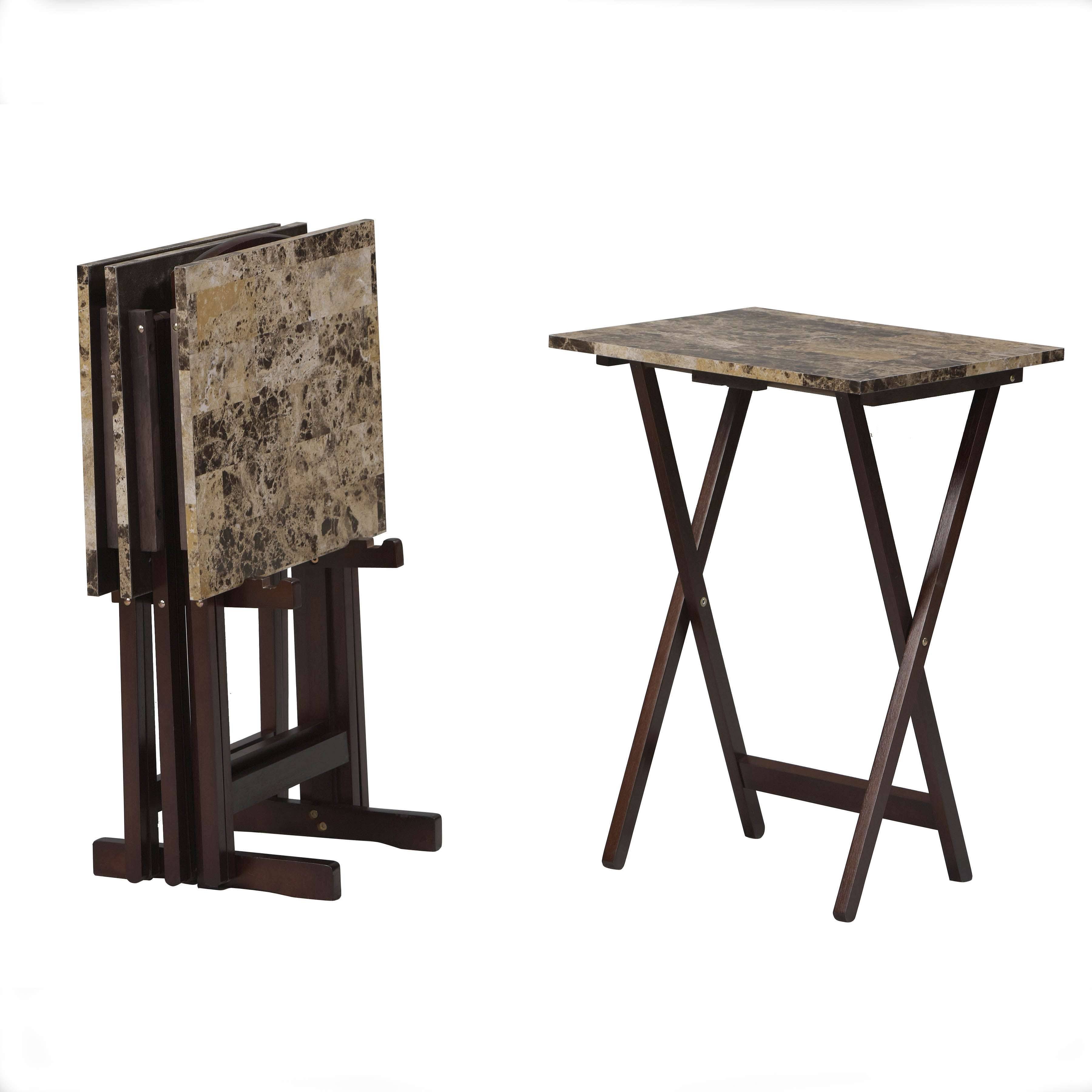 Linon Tray Table Set, Brown 9N_BRF6QRE7