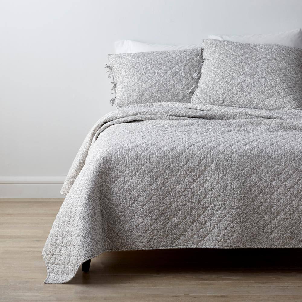 The Company Store Winding Leaf Gray Botanical Cotton Full/Queen Quilt IH_Q2DP5QBY