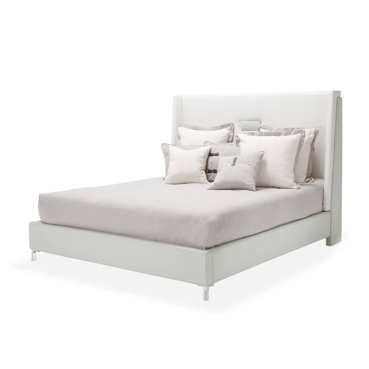 AICO Amini Lumiere Cal King Upholstered Bed in Grey, Gray CF_LGNKFGPJ