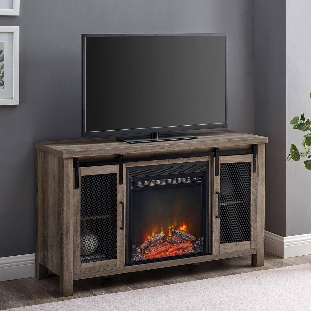 Walker Edison Furniture Company 48 in. Gray Wash Composite TV Stand 52 in. with Electric Fireplace, Grey Wash GO_VMZ5UQ1G