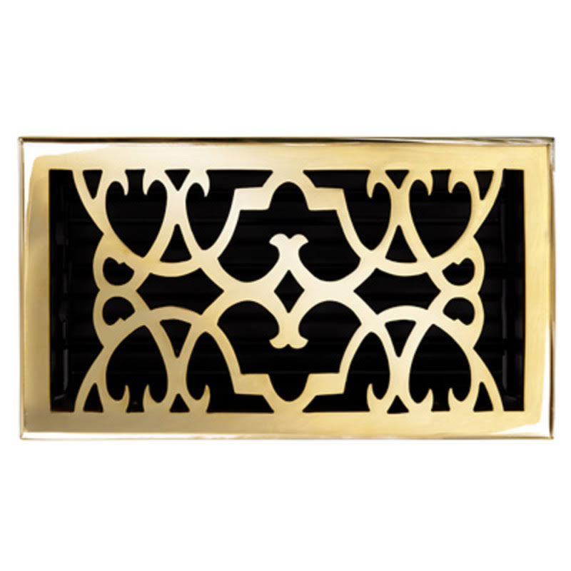 Brass Elegans 120gr Victorian Scroll 6 x 10 inch Solid Brass Floor Register Polished Brass X9_3KWR94HT