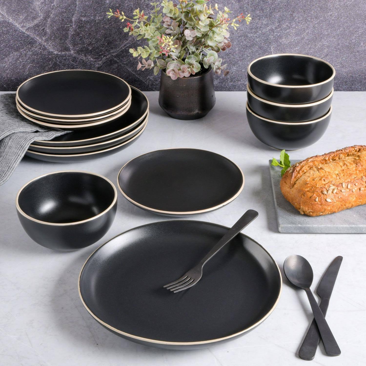 Better Homes Gardens Zuri Matte Black 12-Piece Dinnerware Set F7_BCPU2W6O