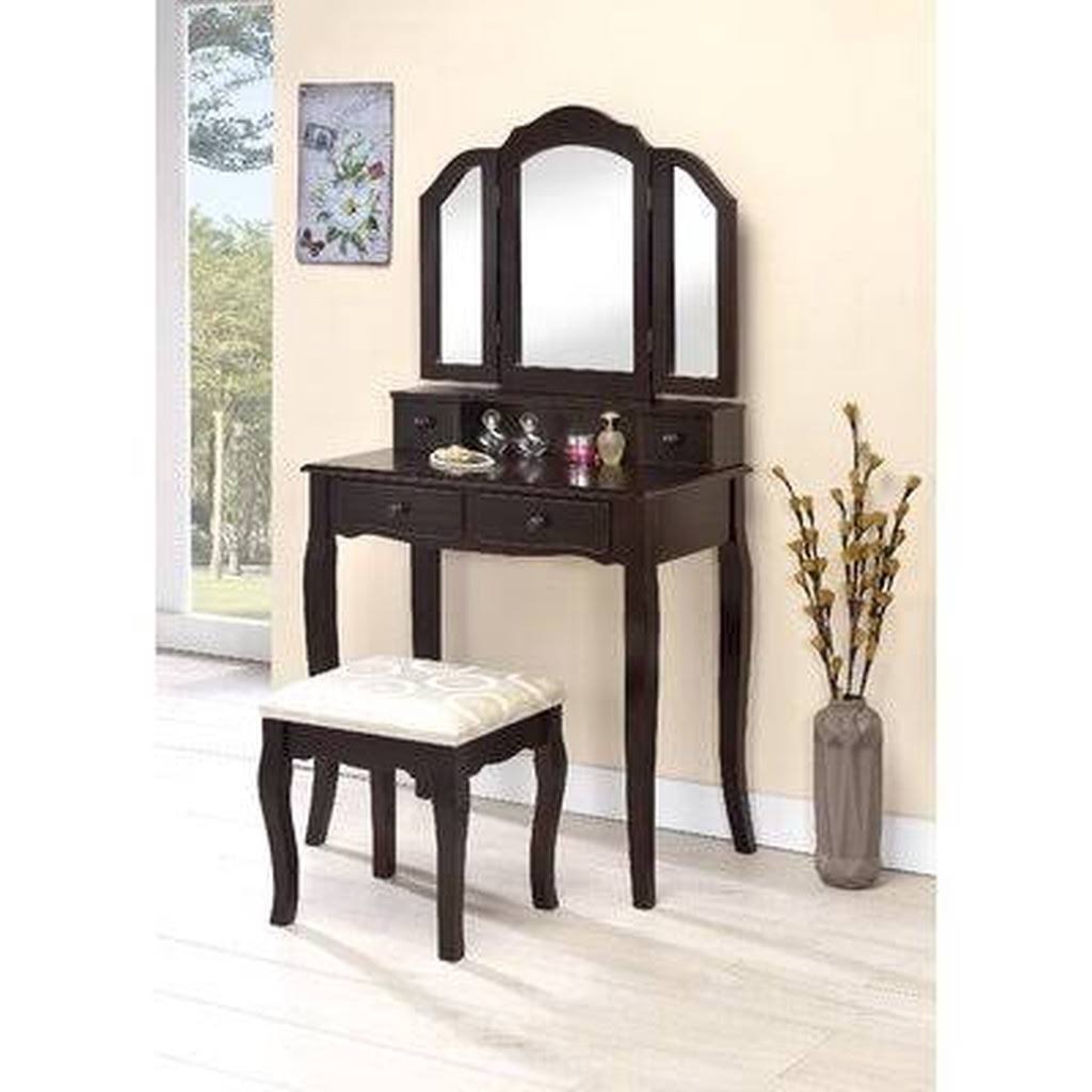 Solid Wood Vanity Set with Mirror Charlton Home Color Espresso E1_QBBJVSU9