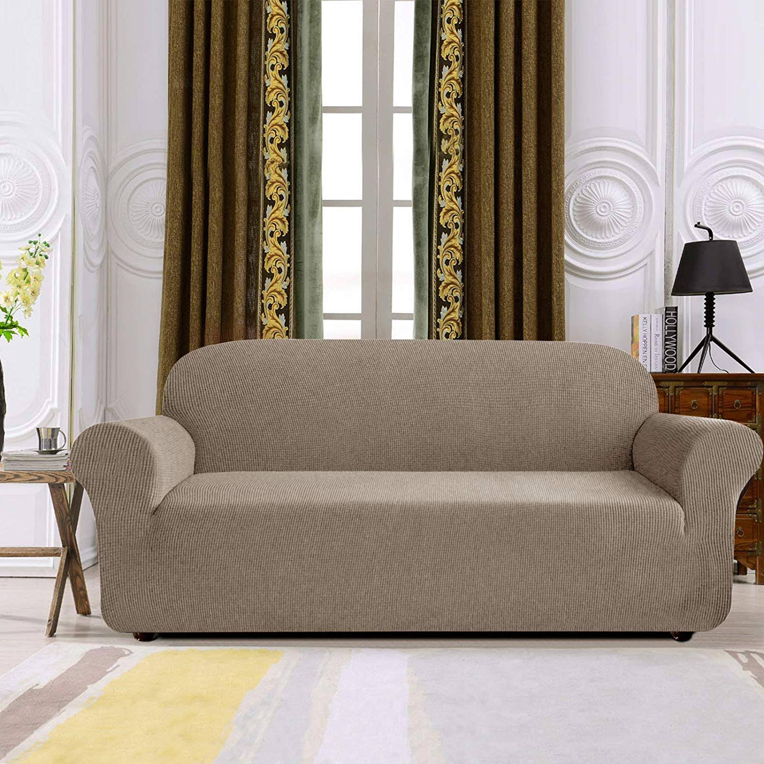 Leroy Plaid Stretch Sofa Slipcover - Subrtex Large / Camel Plaid 3T_MPKLZA6W
