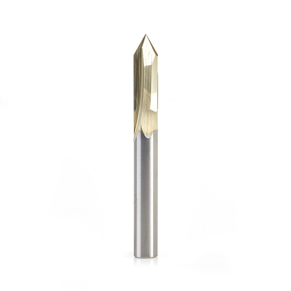 Amana Tool 45615 Zero-Point Solid Carbide V Groove 60 Deg x 1/4 D x 3/4 CH x 1/4 inch SHK ZrN Coated MG_IIJ2MG3O