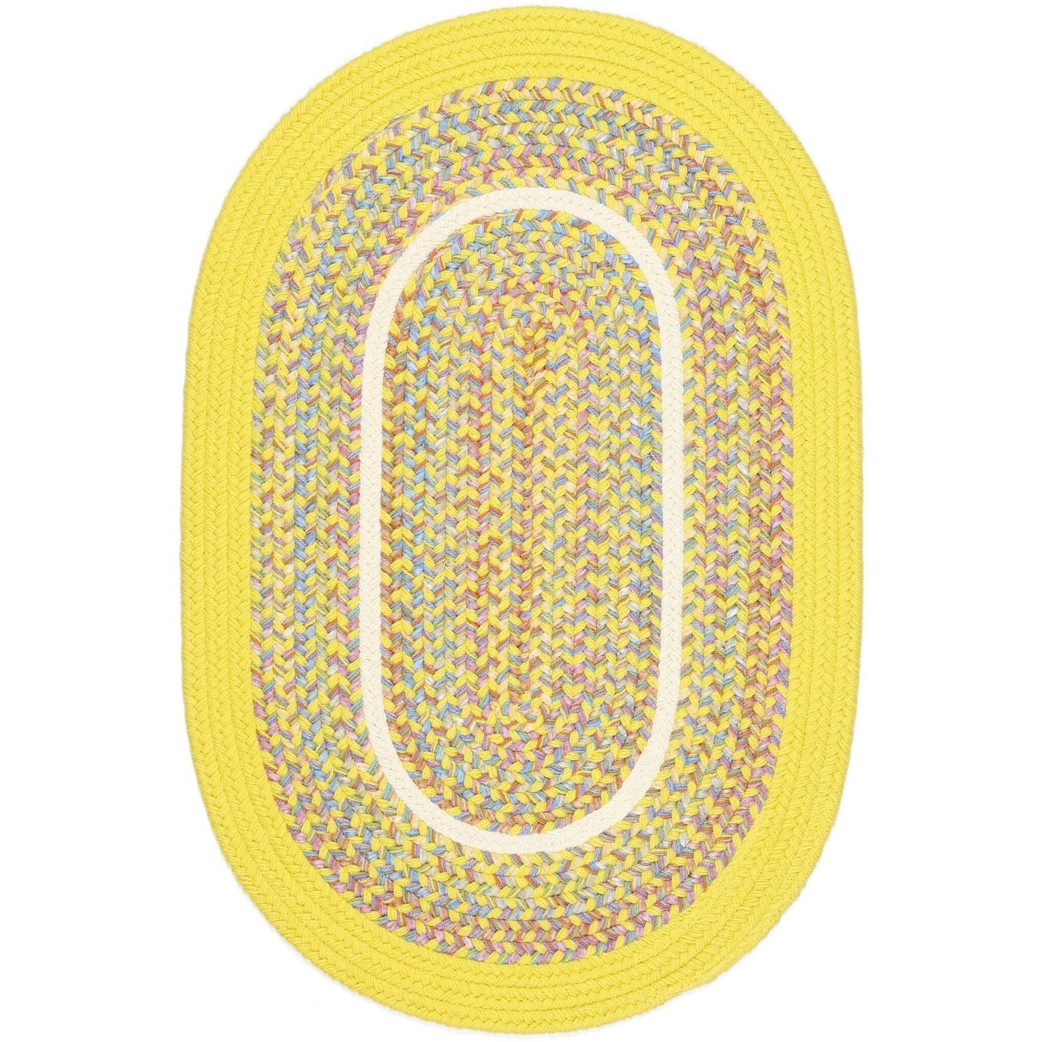 Rhody Rug Kid's Place Indoor/Outdoor Braided Rug - Yellow 5' x 8' Oval TB_NQSF8QXC