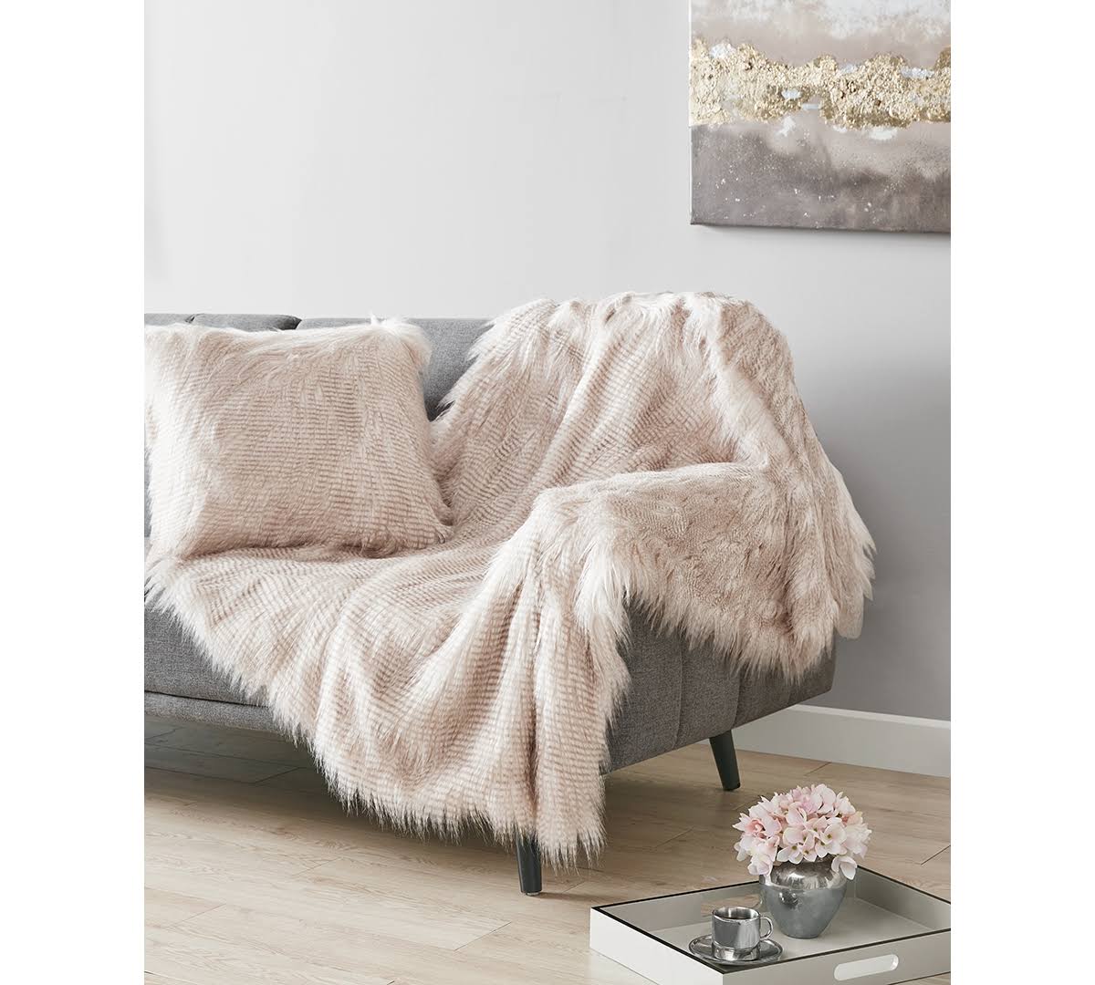 Martha Stewart Collection Longhair Faux Fur Throw 50 x 60 New Nwt MJ_ROG9FOX6