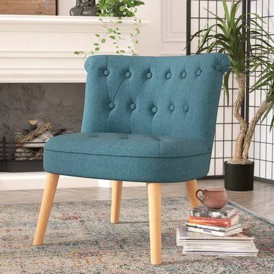 Bungalow Rose Leudelange Claudia Tufted Slipper Chair Dark Teal D2_SF2XJP4Y
