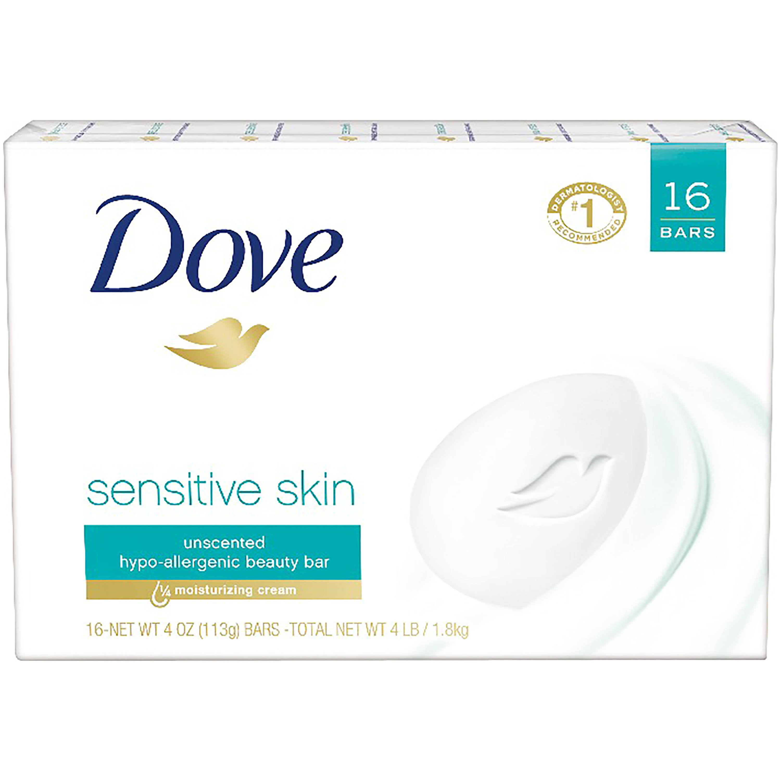 Dove Sensitive Skin, Unscented - 16 count, 4 oz bars O4_Z1E82ZBT