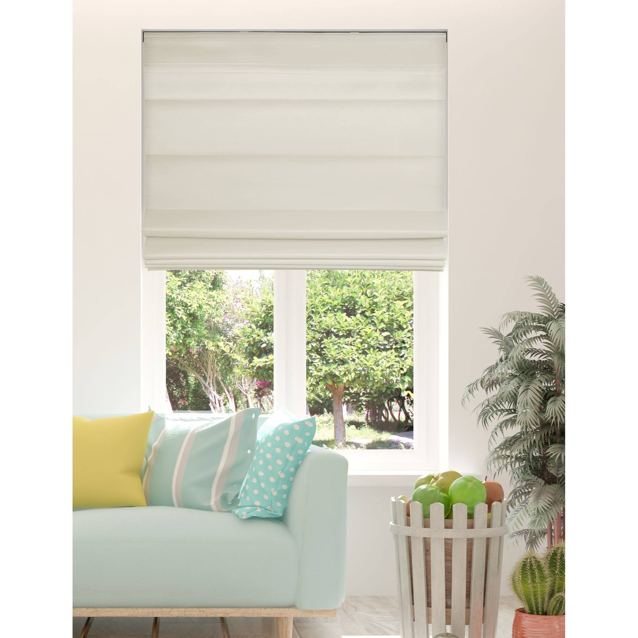 Arlo Blinds Ivory Light Filtering Backing Cordless Lift Fabric Roman Shades - 34.5 FS_040OQGAV