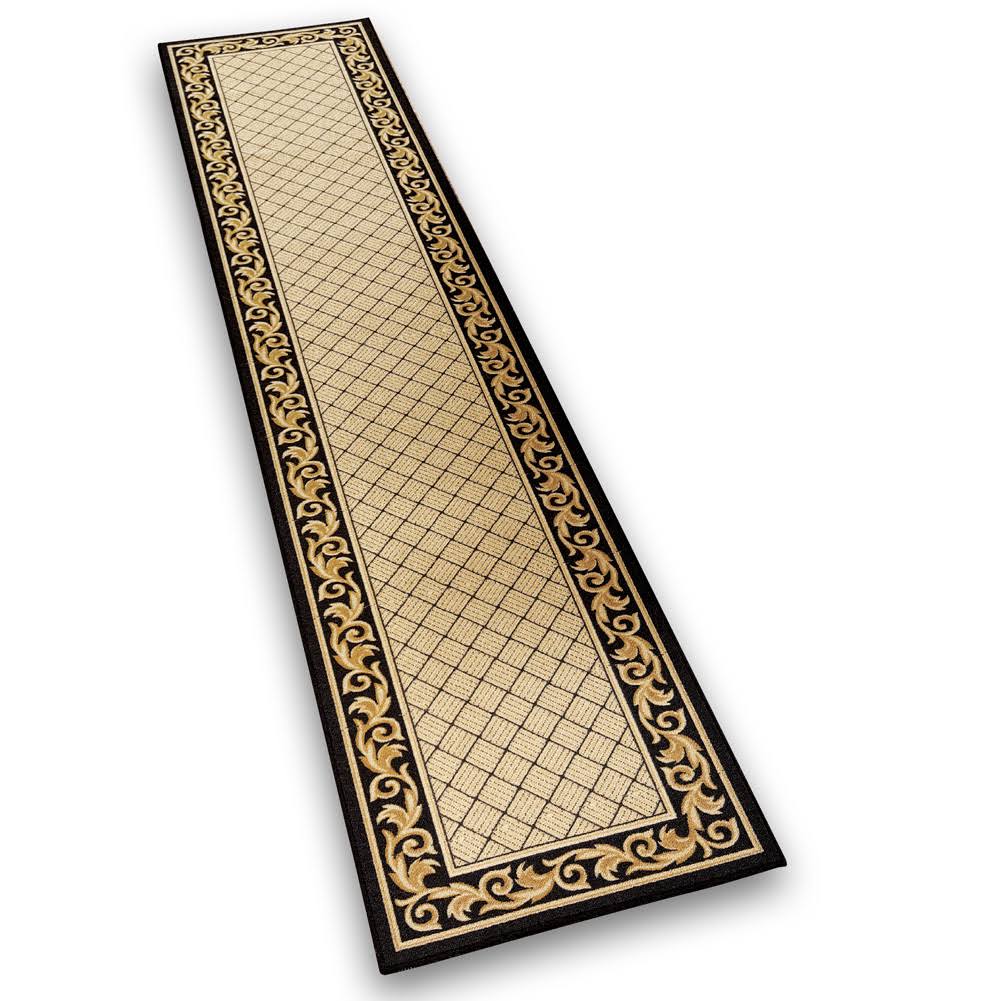 Collections Etc Floral Scroll Basket Weave Rug with Skid-Resistant Backing, Midnight, 26 HC_J6C07A0E