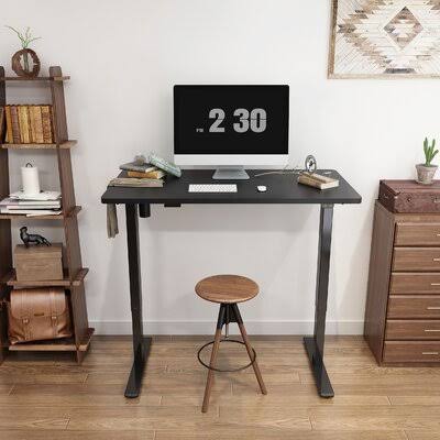 Height Adjustable Standing Desk Inbox Zero Color( Top/Base) Black/Black 5Y_VATPUOUY