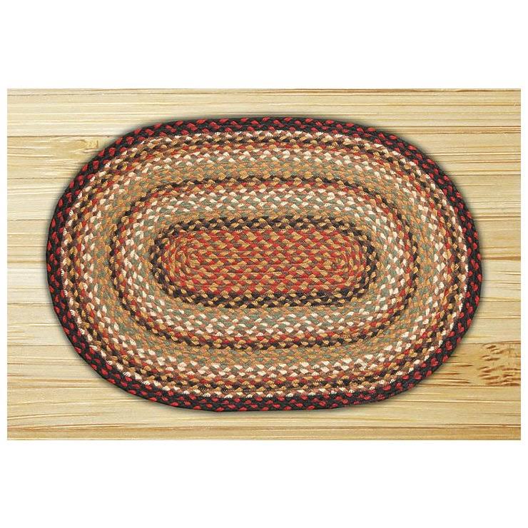 Earth Rugs 05-319 Burgundy/Mustard/Ivory Oval Braided Rug, 2'x8' DH_1L06JJNB