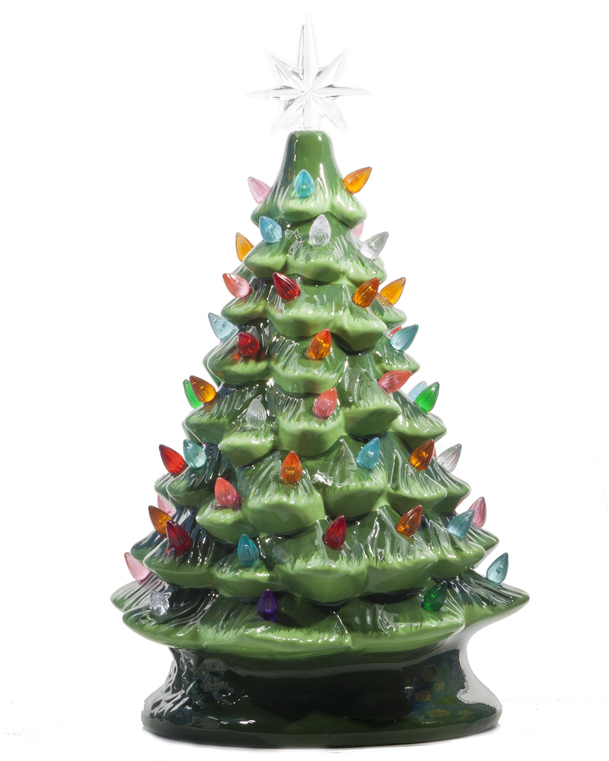 Relive Christmas Is Forever Lighted Tabletop Ceramic Tree, 14.5-Inch Green Tree NH_ZVPFZAZN
