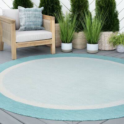 Deerfield Flatweave Aqua Rug Three Posts Rug Size: Round 5'3'' SE_2B6W6U5A