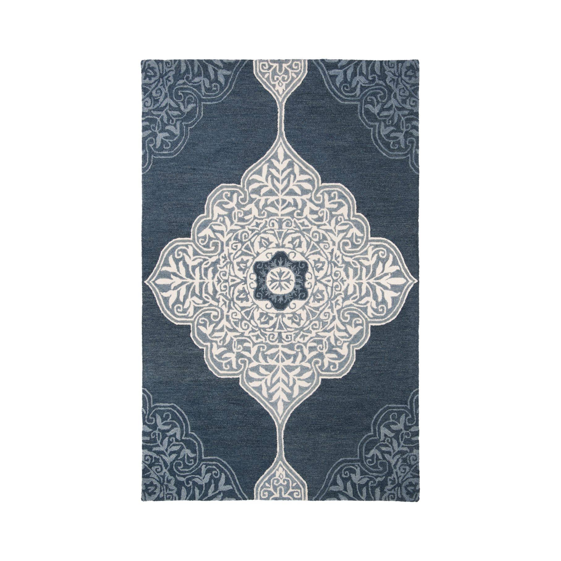 Safavieh Micro-Loop Rug Collection MLP620F - Grey / Navy - 2'-3 PN_RUWROPBZ