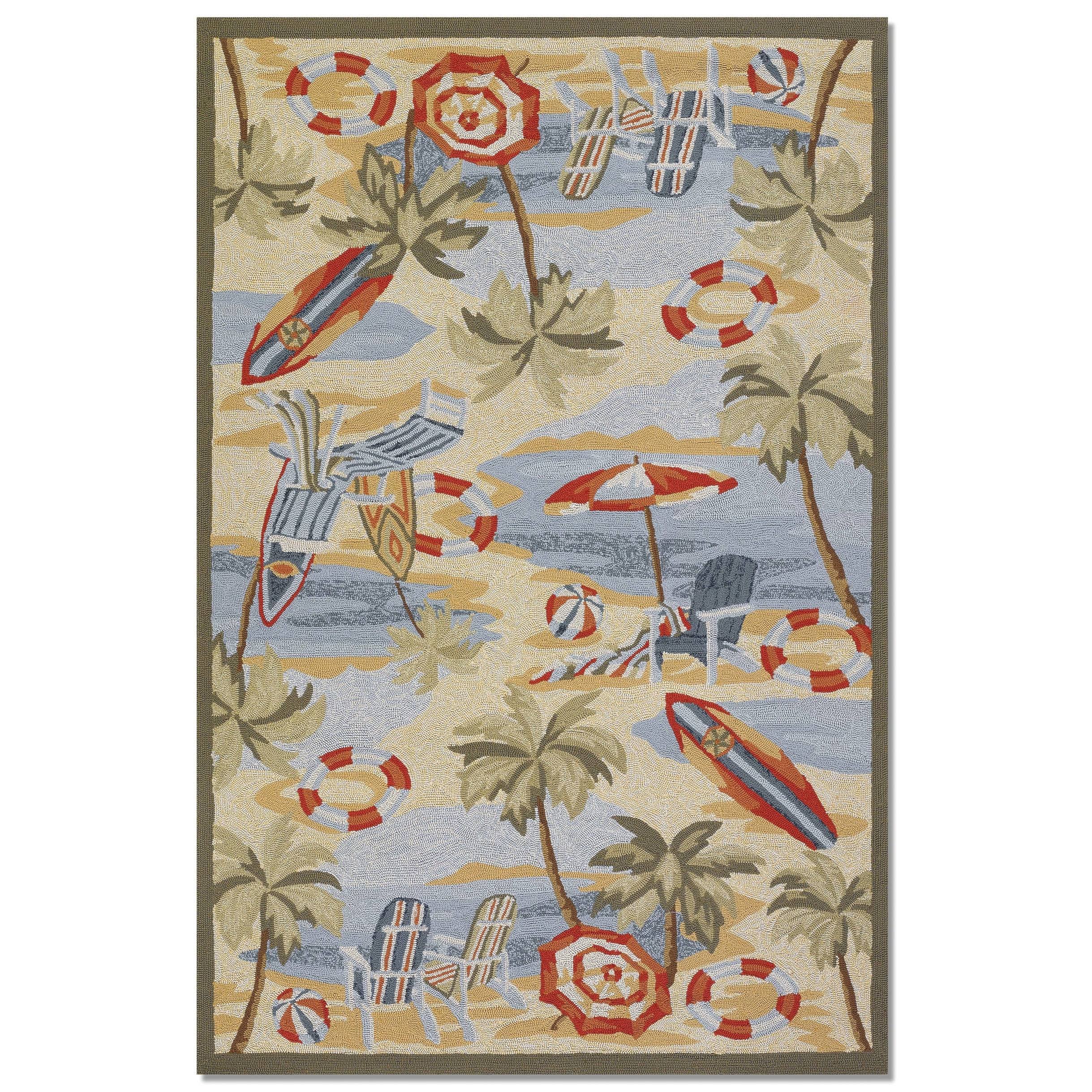 Picadilly Pebble Beach Sand-Beige Indoor/ Outdoor Area Rug - 5'6 IK_NKBMHJH1
