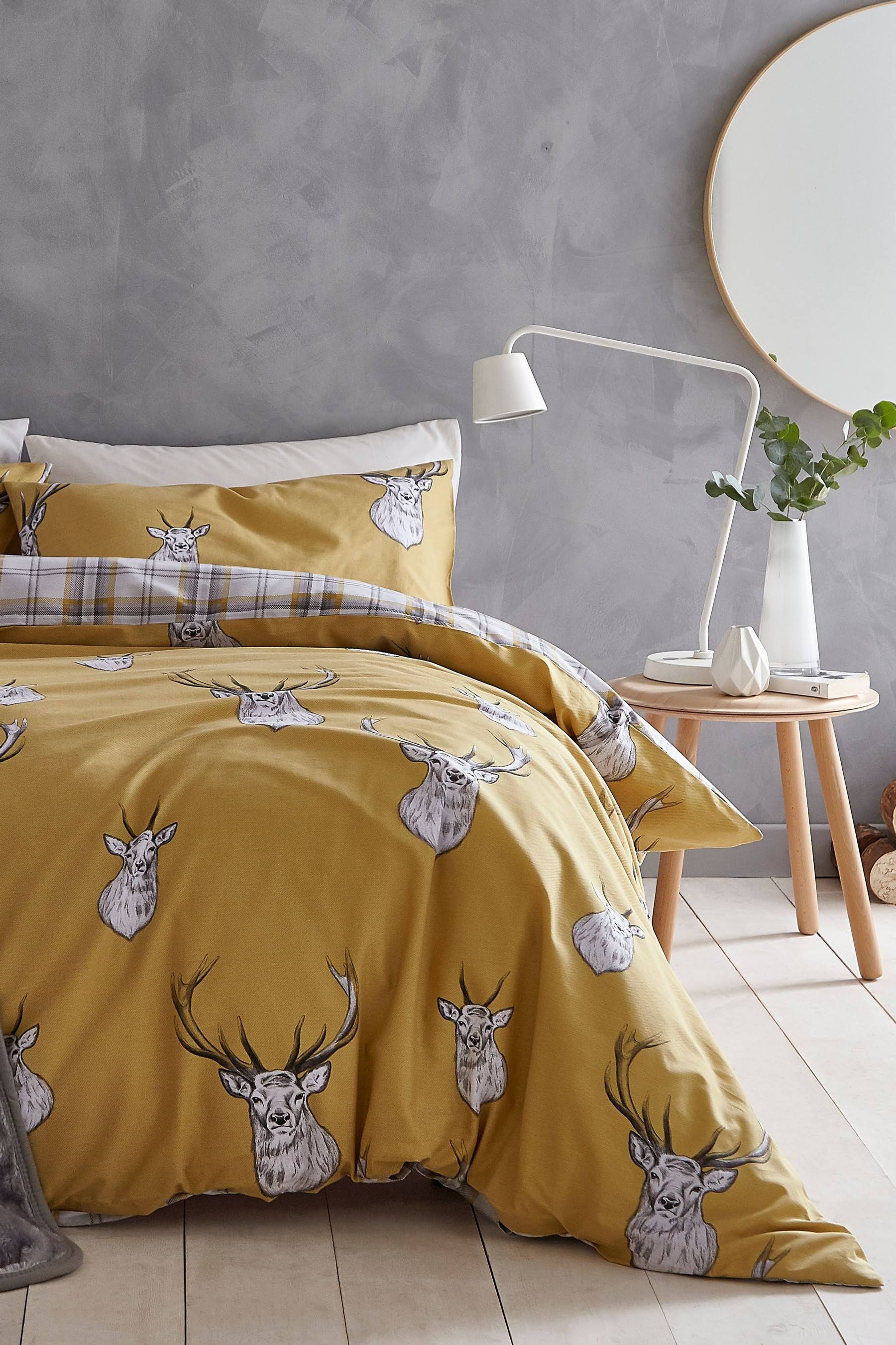Catherine Lansfield Stag Duvet Set - Ochre - King - Ochre ZD_PGAL3LBN