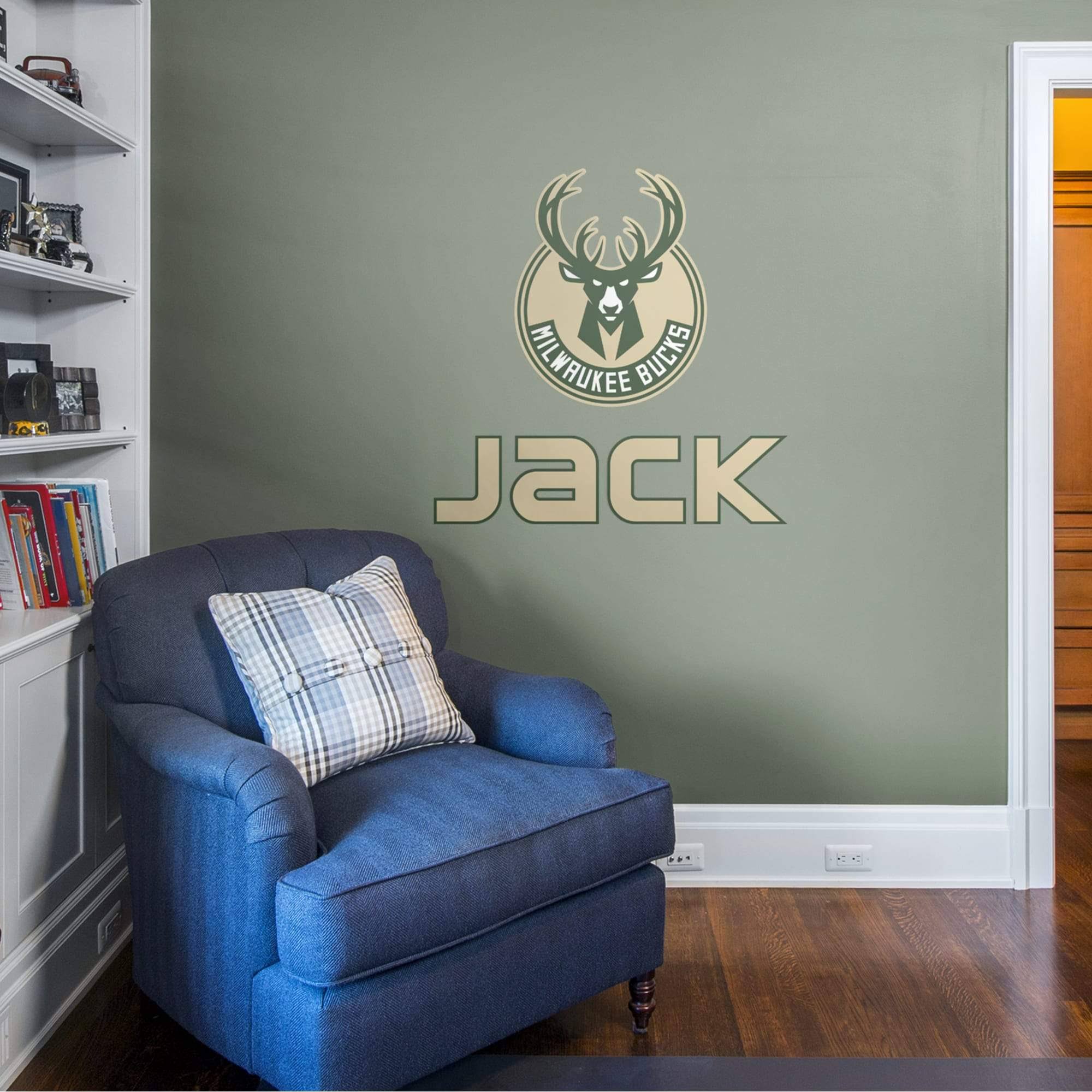 Milwaukee Bucks Stacked Personalized Name - Officially Licensed NBA TRANSFER Wall Decal in Cream (52 YM_C8QCQJPG