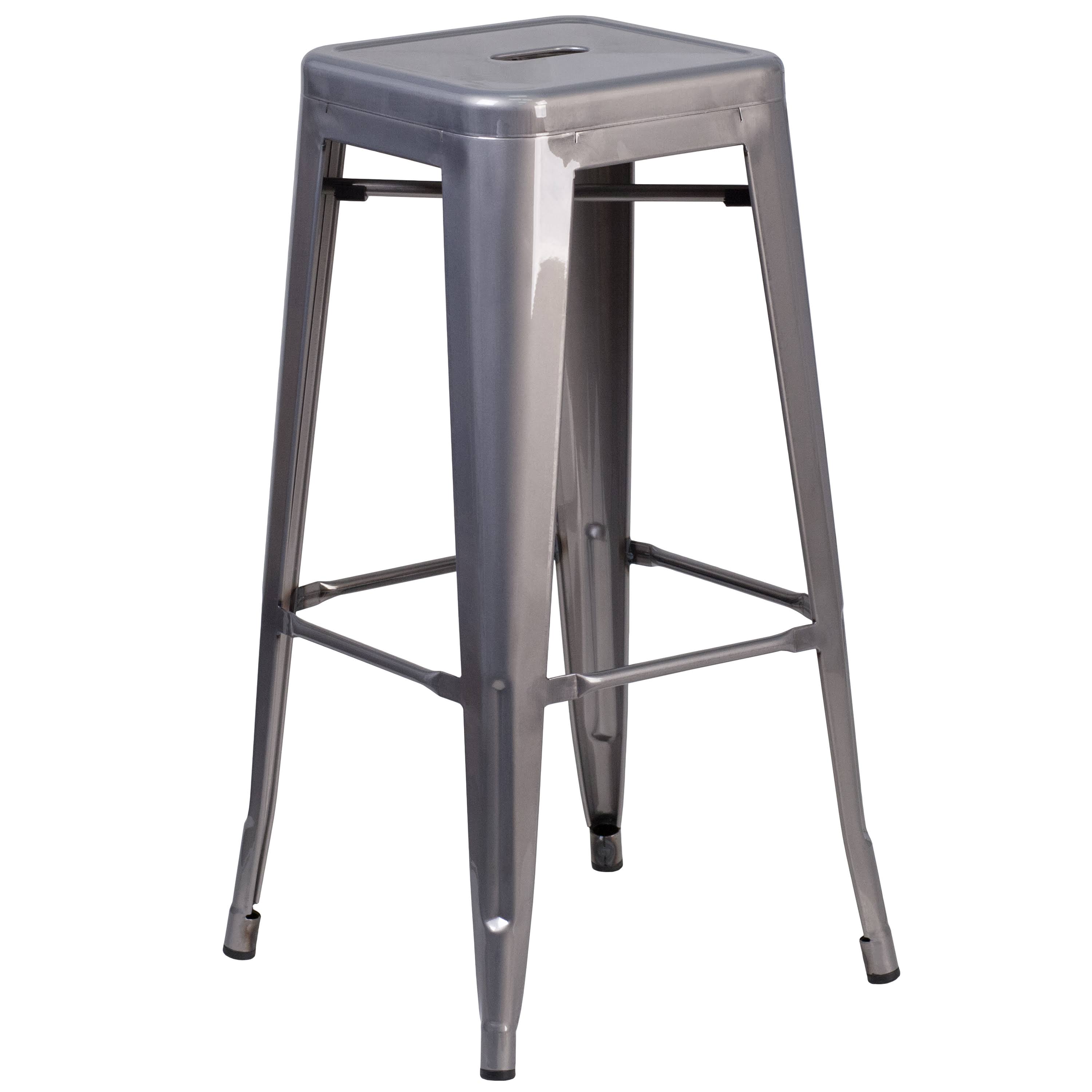 Flash Furniture 30-Inch High Backless Metal Indoor Barstool With Square Seat (Clear Coated) 1P_KNKGNC5B