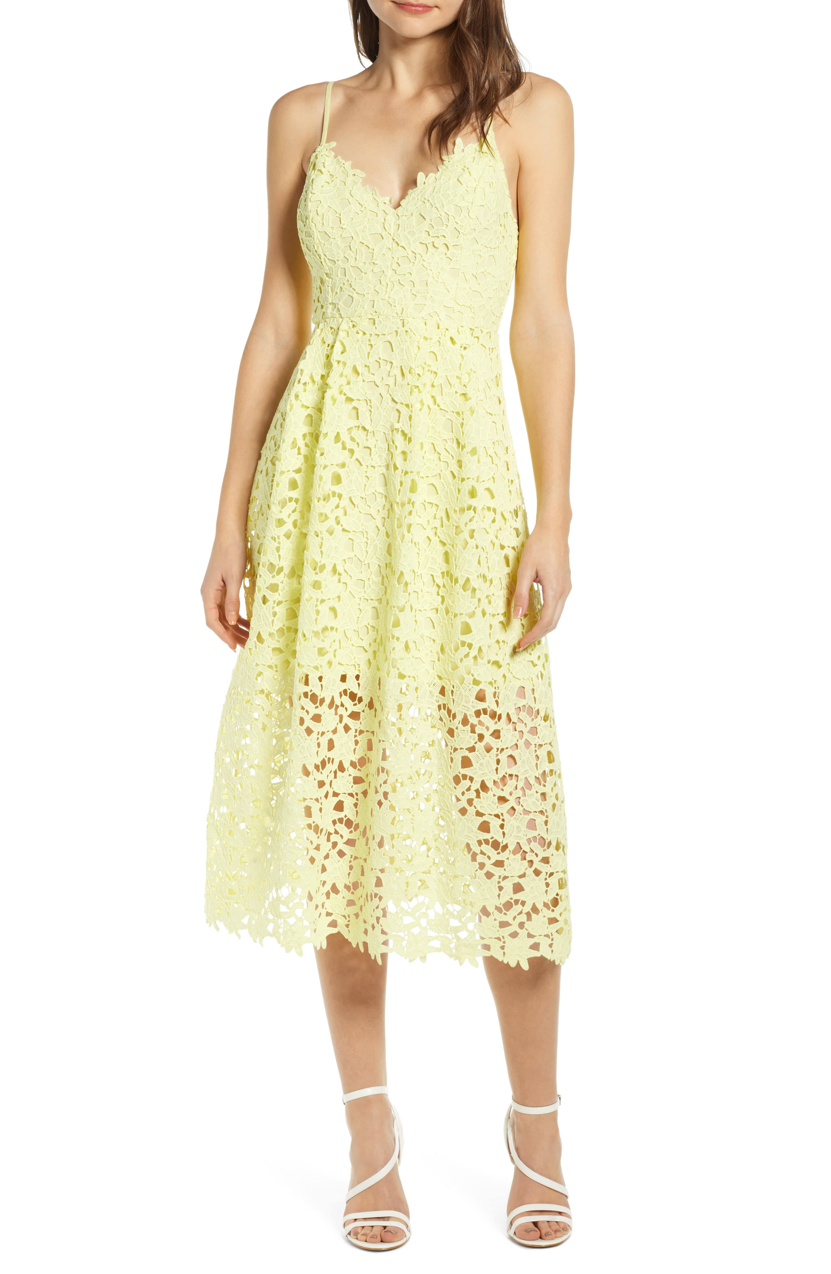 Astr The Label Lace A Line Midi Dress Navy / QF_RQPM732F