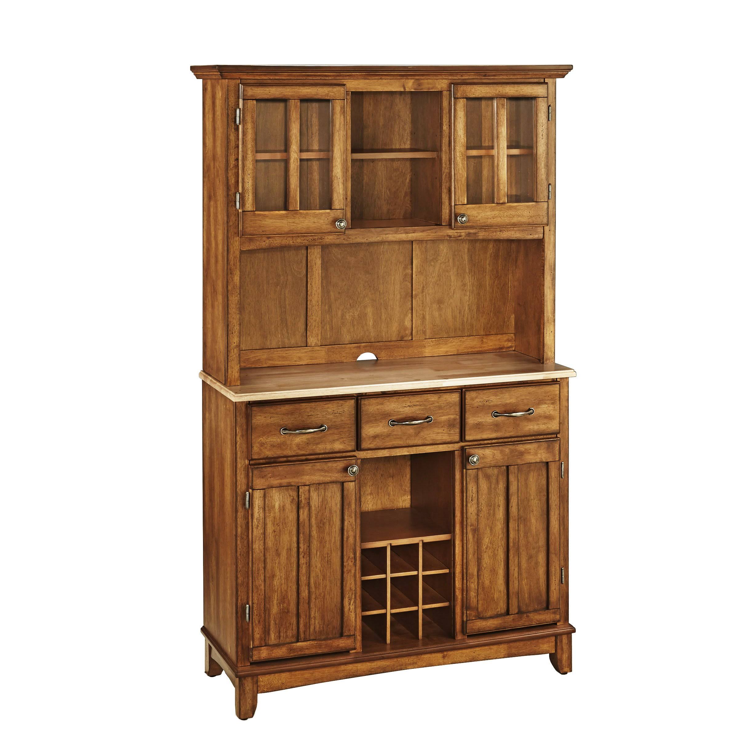 Wine Rack Buffet With 2 Door Hutch Wood Oak Natural Home TD_HTCNFALN