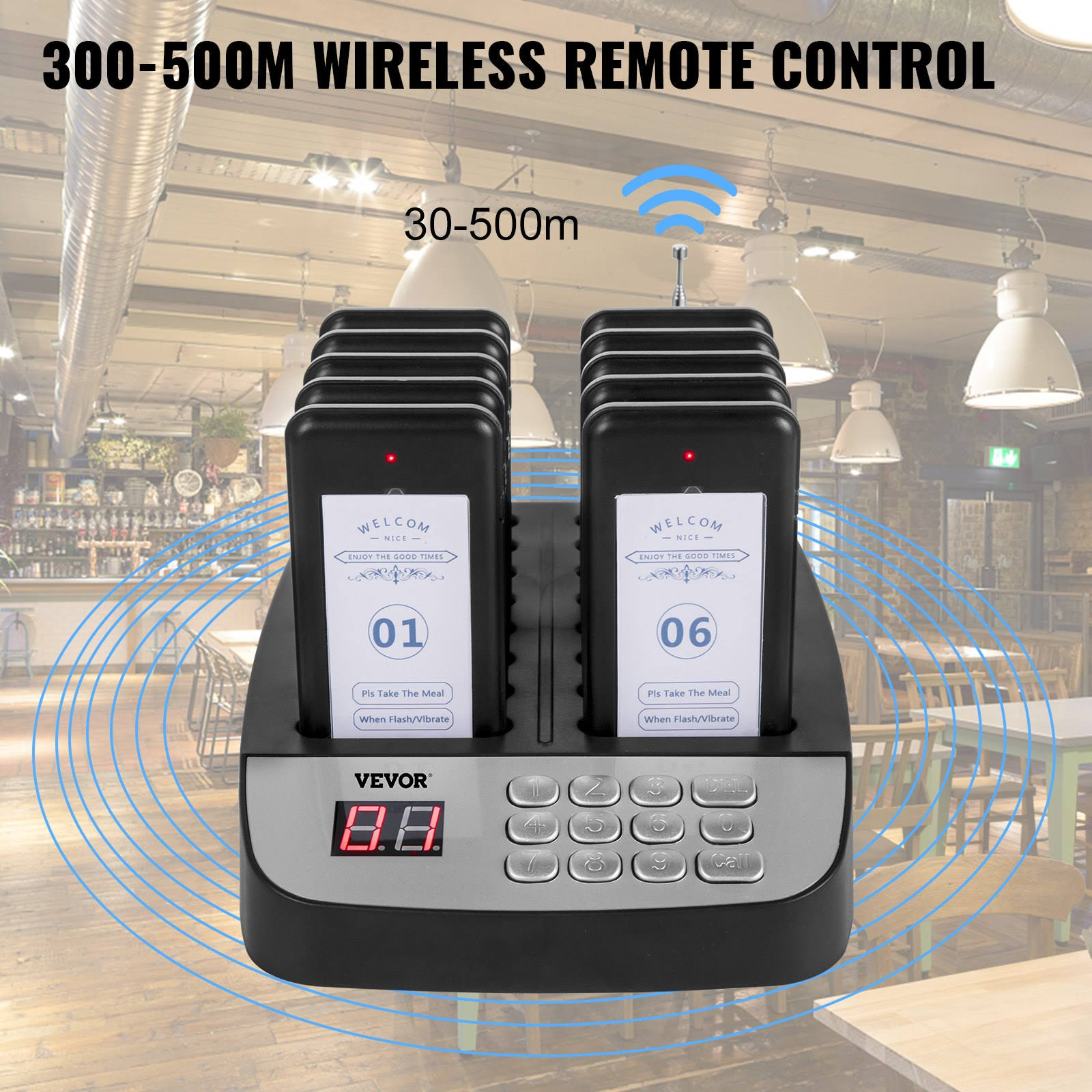 Vevor Restaurant Pager Paging System 10 Coasters Wireless Pagers For XQ_ZOTMMTU9