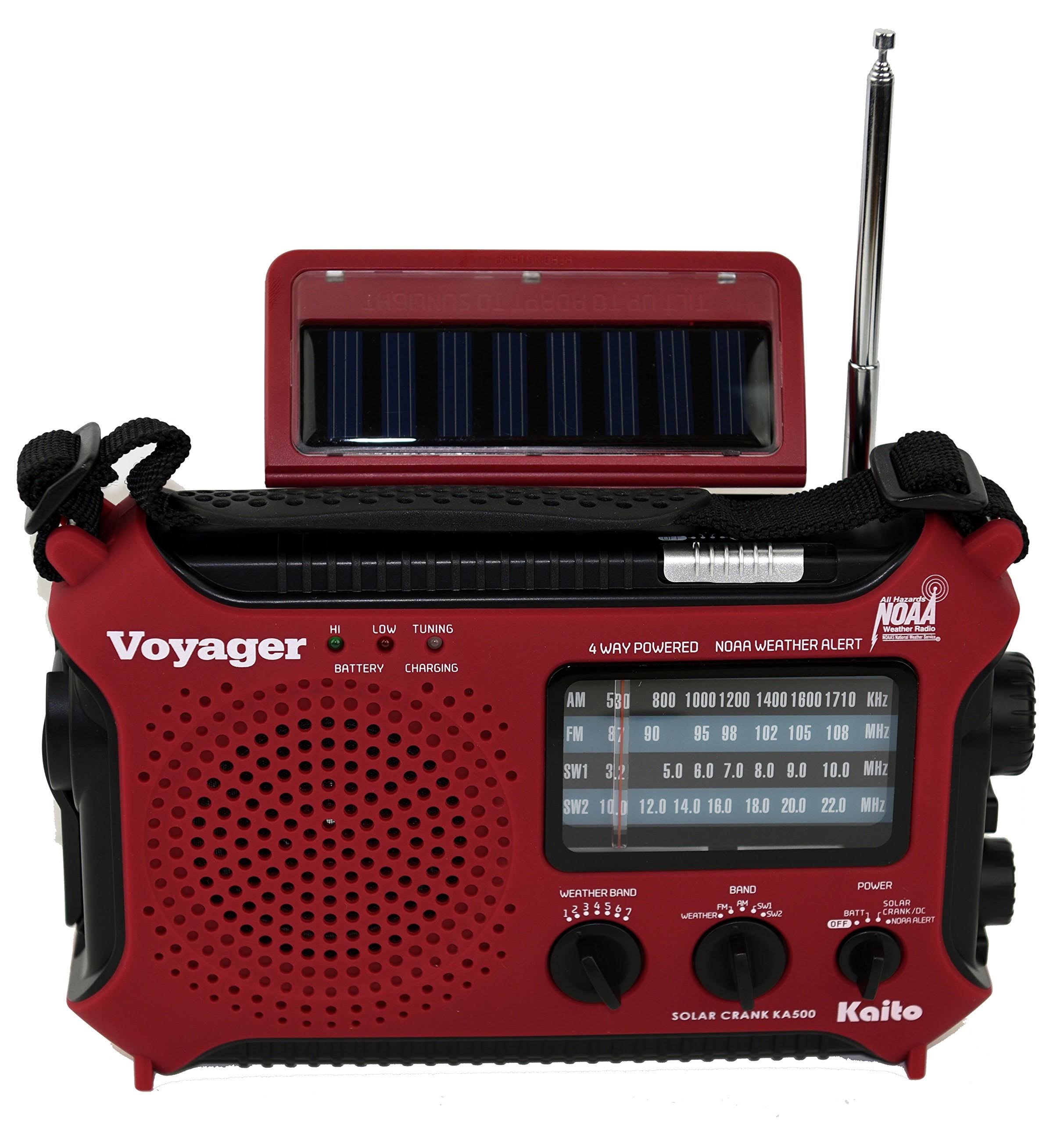 Kaito Ka500ip-Red Voyager Solar/Dynamo Am/Fm/Sw Noaa Weather Radio With Alert And Cell Phone Charger, EZ_2FXAFAP1