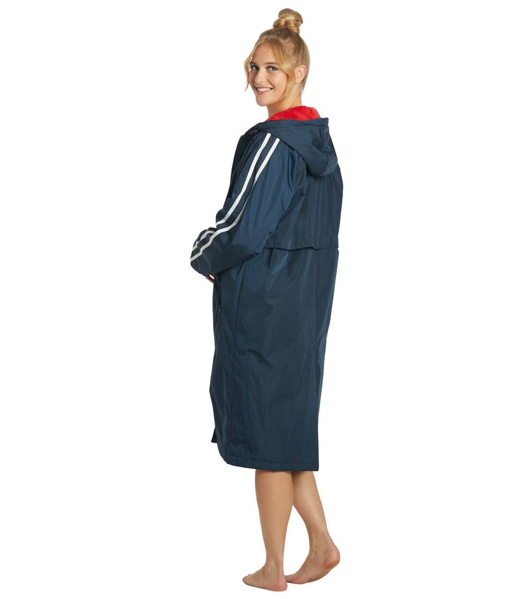 Sporti Striped Comfort Fleece-Lined Swim Parka - Navy Shell/Red Lining Medium Coat | Polyester - Swimoutlet.NZ_GOZNCRN2