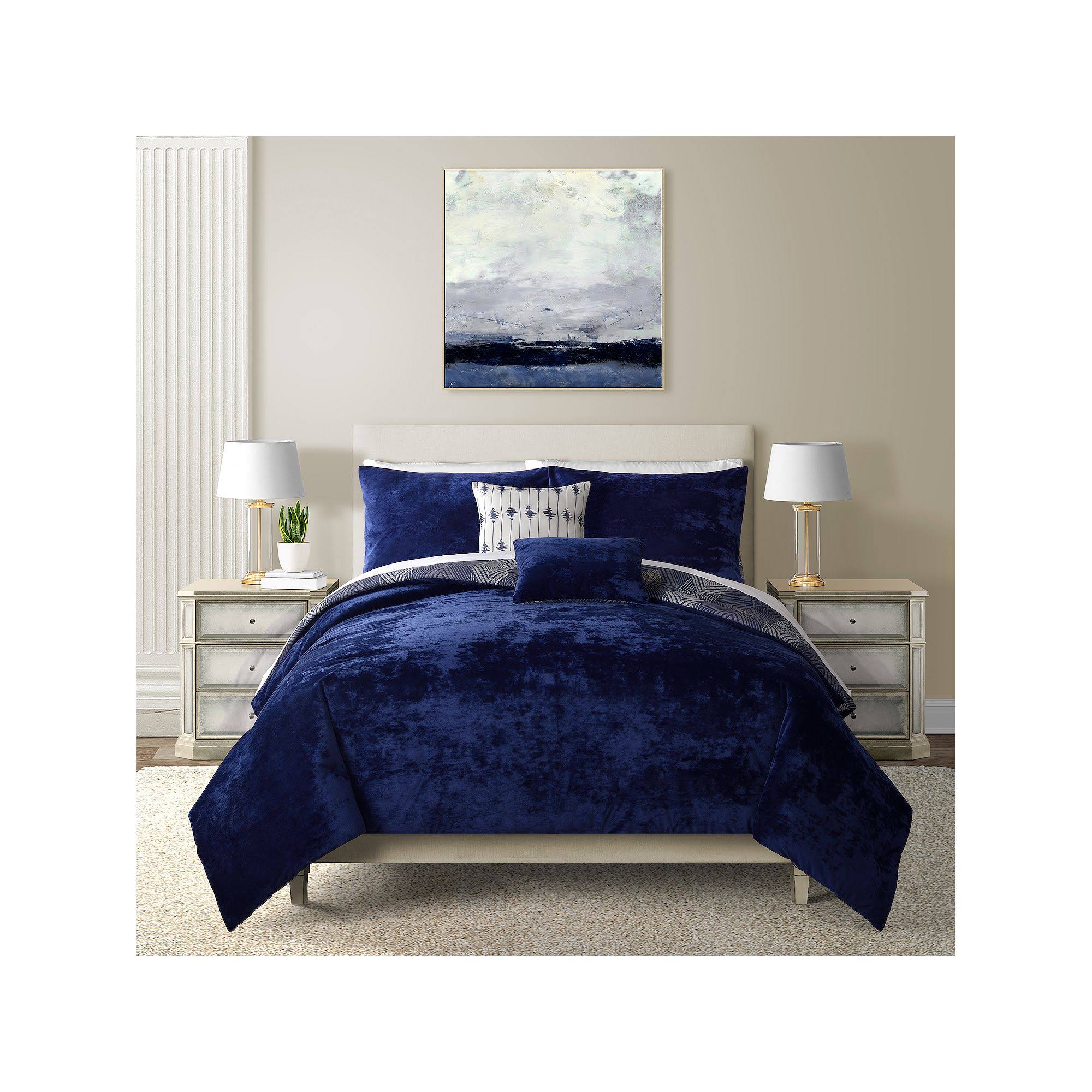 Lanwood Geo Navy, 5-Piece Comforter Set, King/California PW_FB5ORBXM
