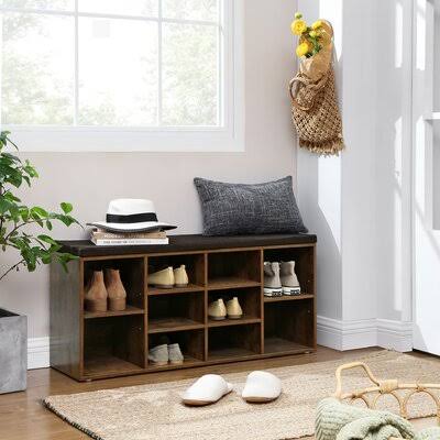 Ebern Designs Cubbie Shoe Storage Bench Finish: Rustic T4_DMGL9IMZ