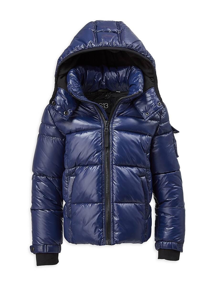 S13 BoyS Glossy Hooded Puffer Jacket - Cobalt - Size PK_NKTOX3CJ