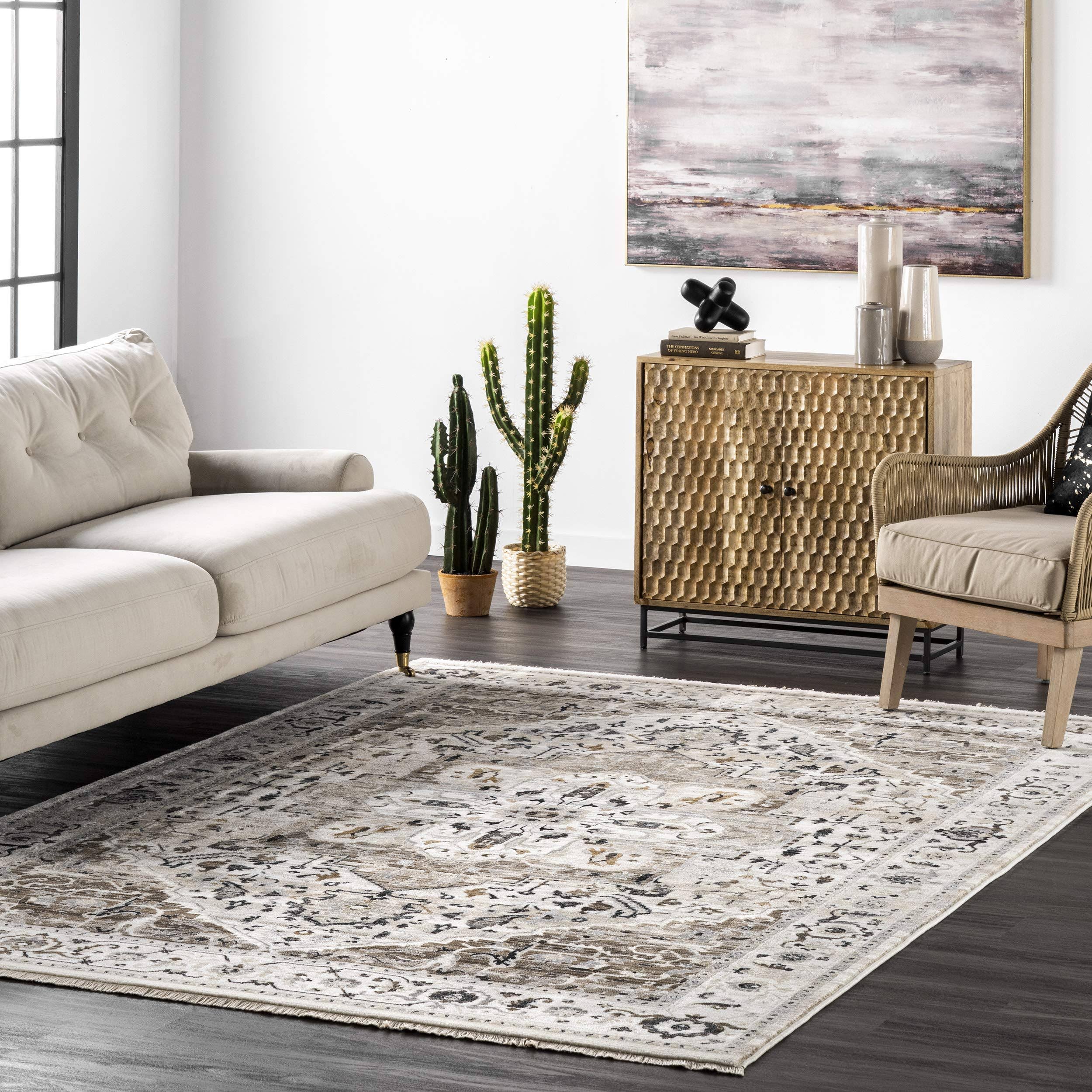 Nuloom Oliveira Floral Medallion Fringe Area Rug, 4' X 5' 7 Inch, B7_HXUTFYQV