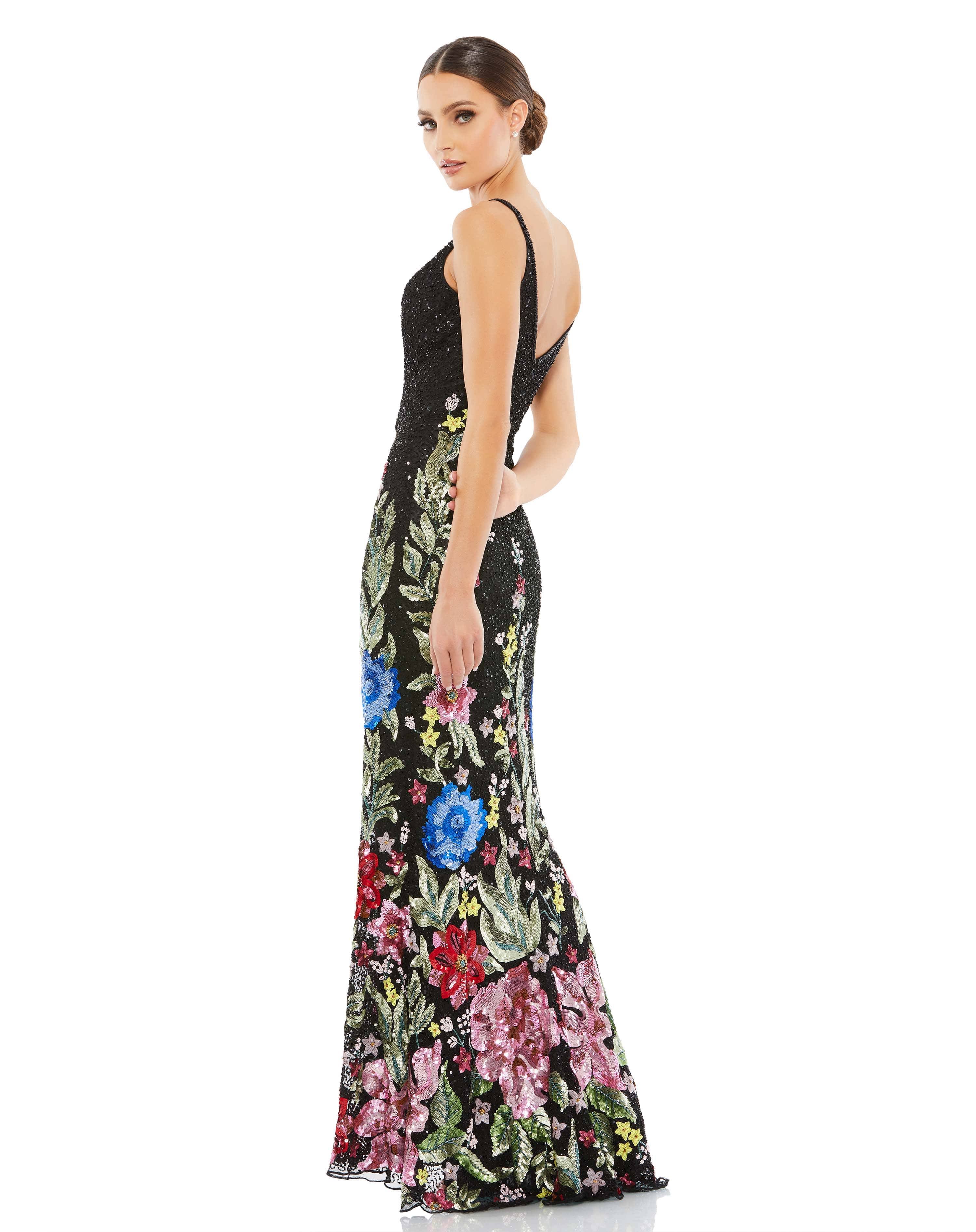 Mac Duggal Women's Beaded Floral Sheath Gown - Black Multi - Size Q2_UEFEL1QP
