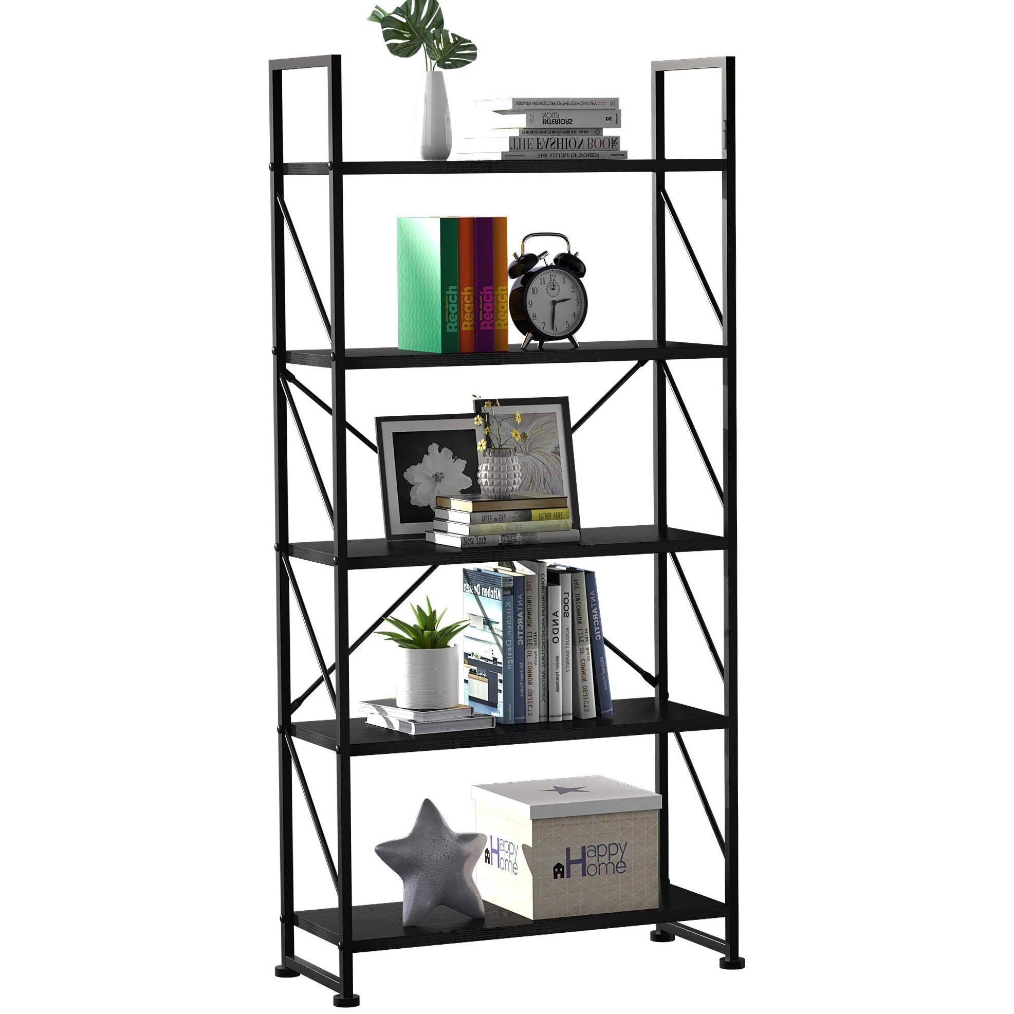Yitahome 5 Tiers Bookshelf, Classically Modern White Bookshelf, Book, I8_ZR9BAZKI