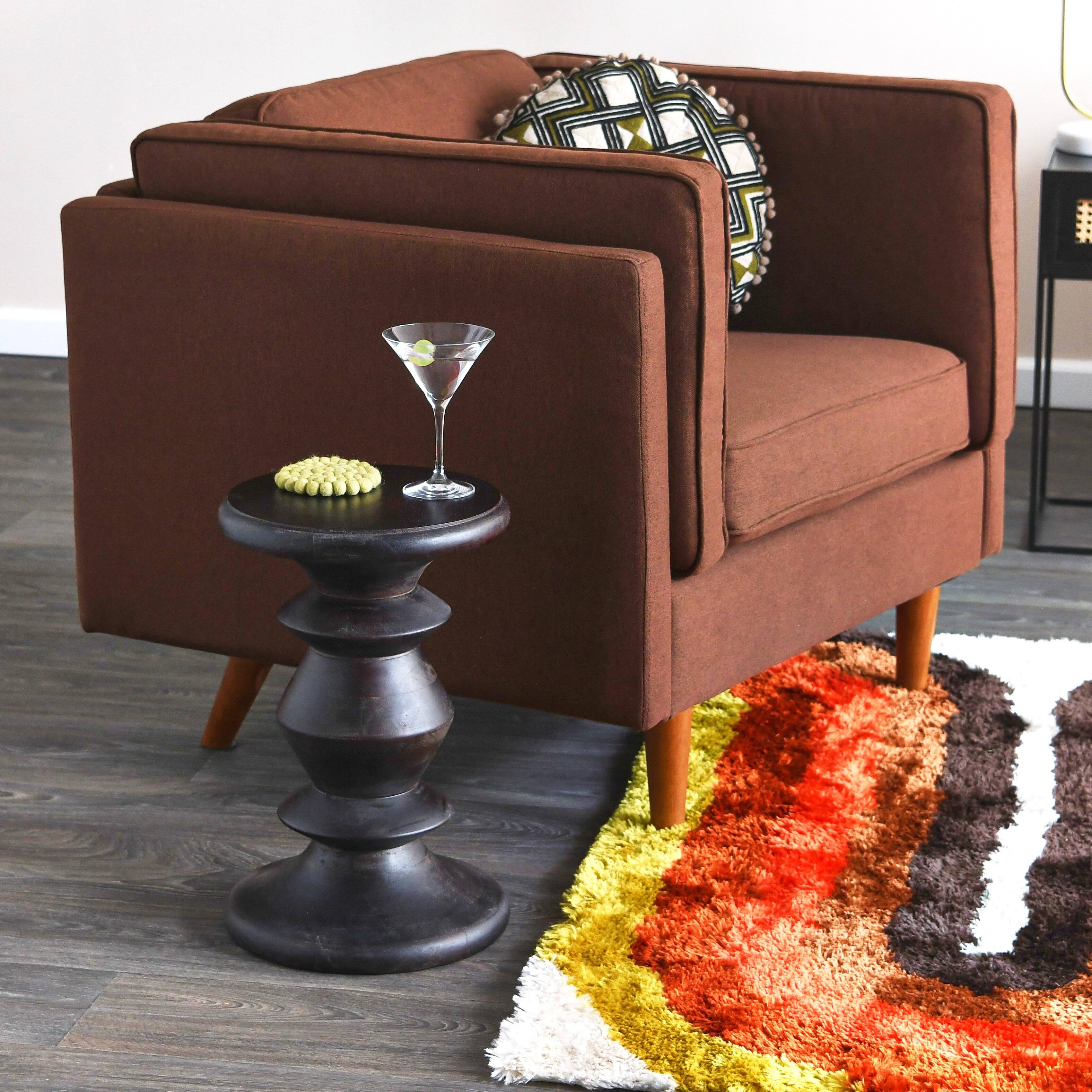 Creative Co-Op Berns Mid-Century Modern Solid Mango Flat Top, Stool/End Table, Black TC_KGBAKAGL