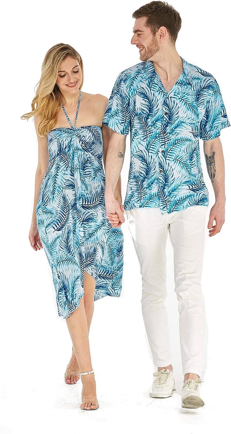 Hawaii Hangover Couple Matching Hawaiian Luau Party Outfit Set Shirt Dress In Day Dream Bloom Men Xl Women L, Adult Unisex, Size: Men Xl - Women KT_JJMDDAEN