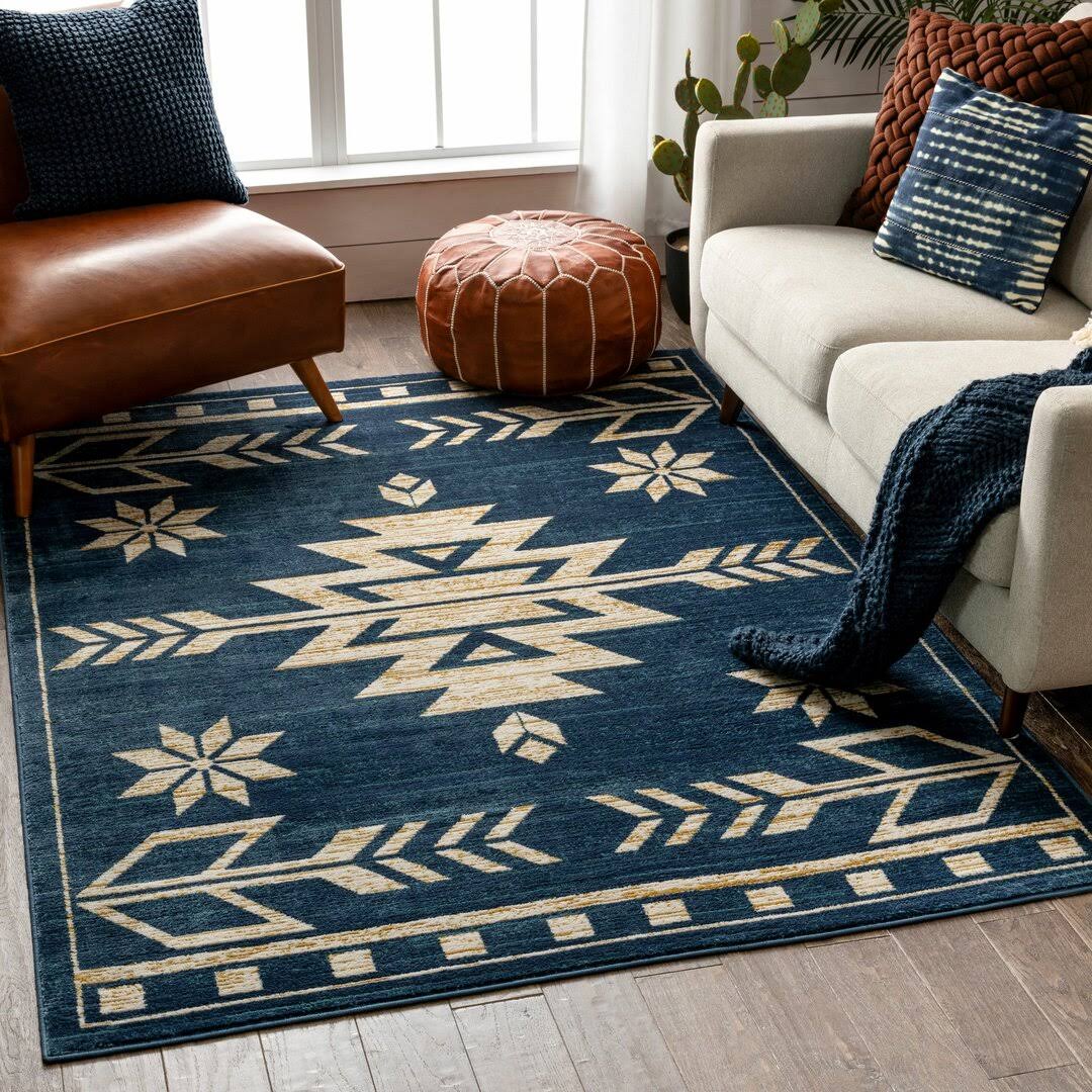 Well Woven Tulsa Canton Southwestern Area Rug - Blue - 3'11 X 5'ID_SSSQV0HV