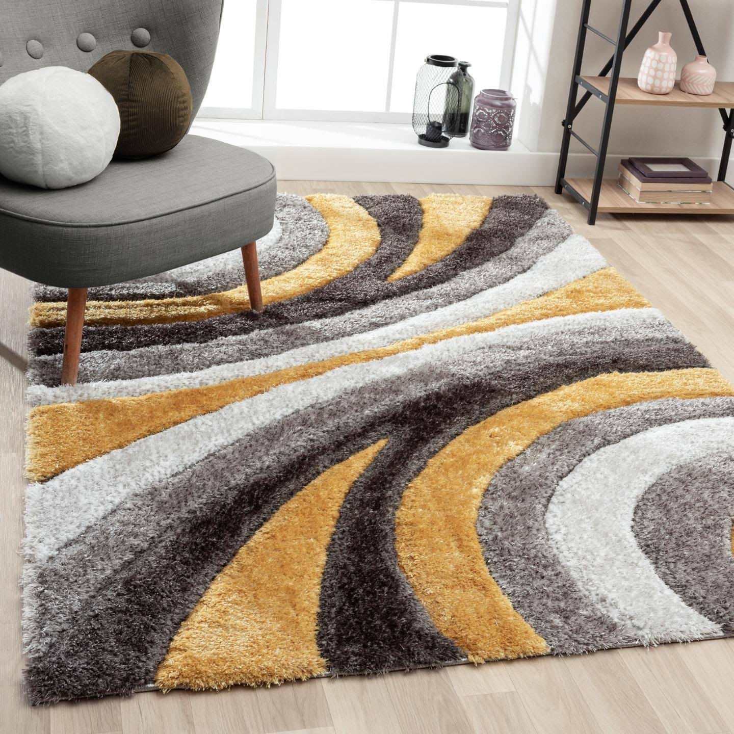 Luxe Weavers Modern Shag Geometric Area Rug, Yellow NQ_EWOGNWM4