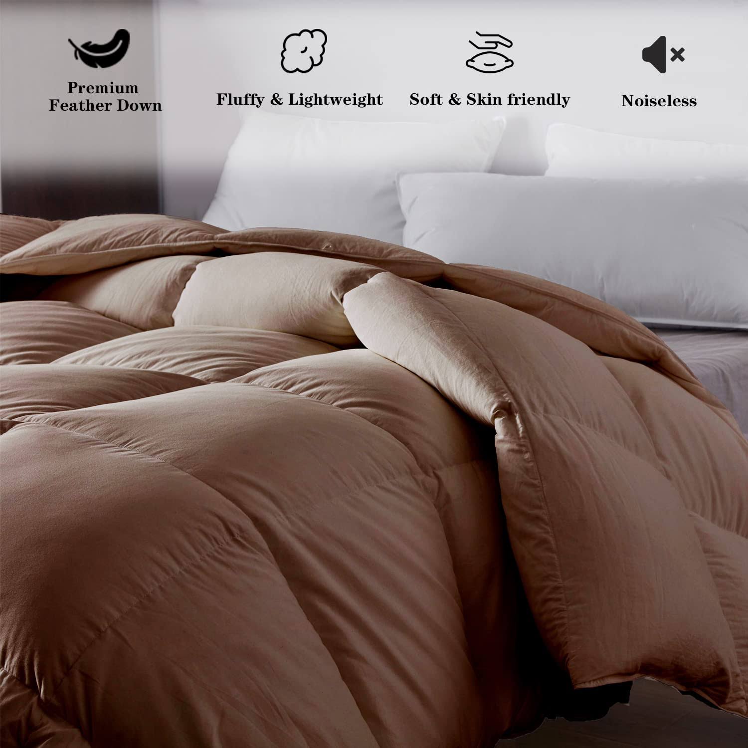 Marshmallow Dream Year-Round Feather Down Comforter, Fluffy Twin Size Duvet Insert Or Stand-Alone For All-Season Soft Cotton Fabric Down OF_YVFVPQ5K