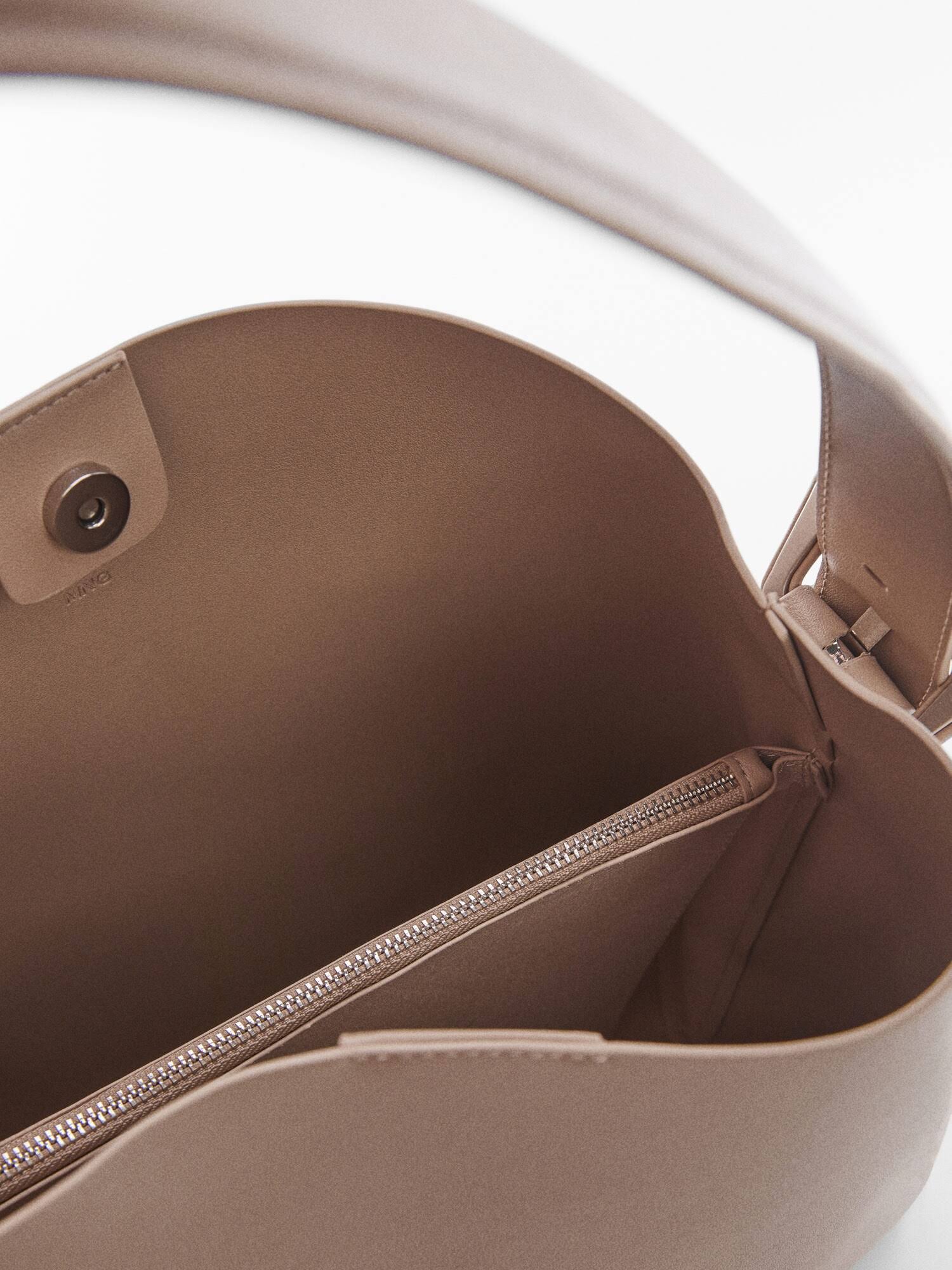 Mango - Shopper Bag With Buckle Light/Pastel Brown - One Size - 91_9GDSJP5O