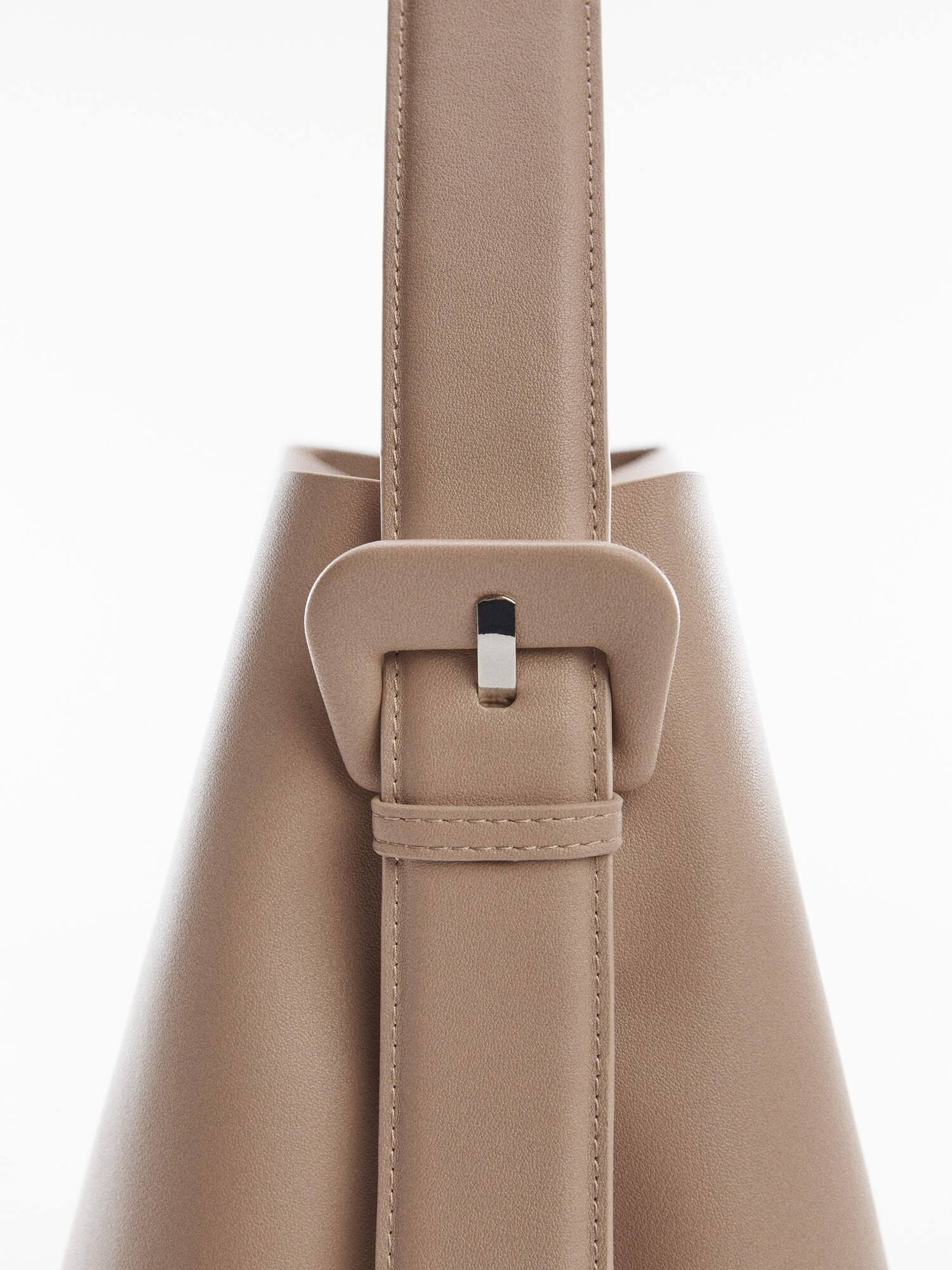Mango - Shopper Bag With Buckle Light/Pastel Brown - One Size - 91_9GDSJP5O