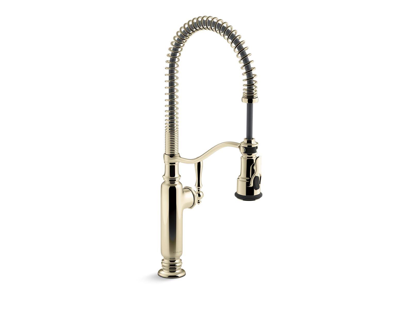 Kohler K-77515-Af Vibrant French Gold Tournant Semi-Professional Kitchen Sink Faucet With Three-Function 4O_G8BSFCQP